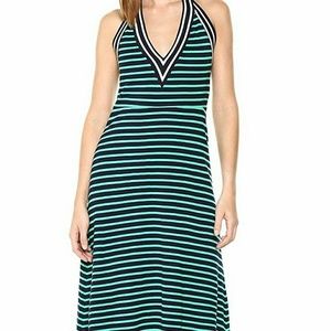 Cynthia Rowley Navy Blue Green Strip Knit Dress